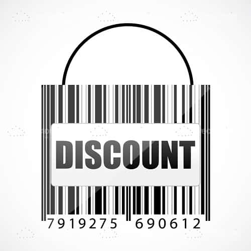 Abstract Bag with Discount Text and Barcode Pattern